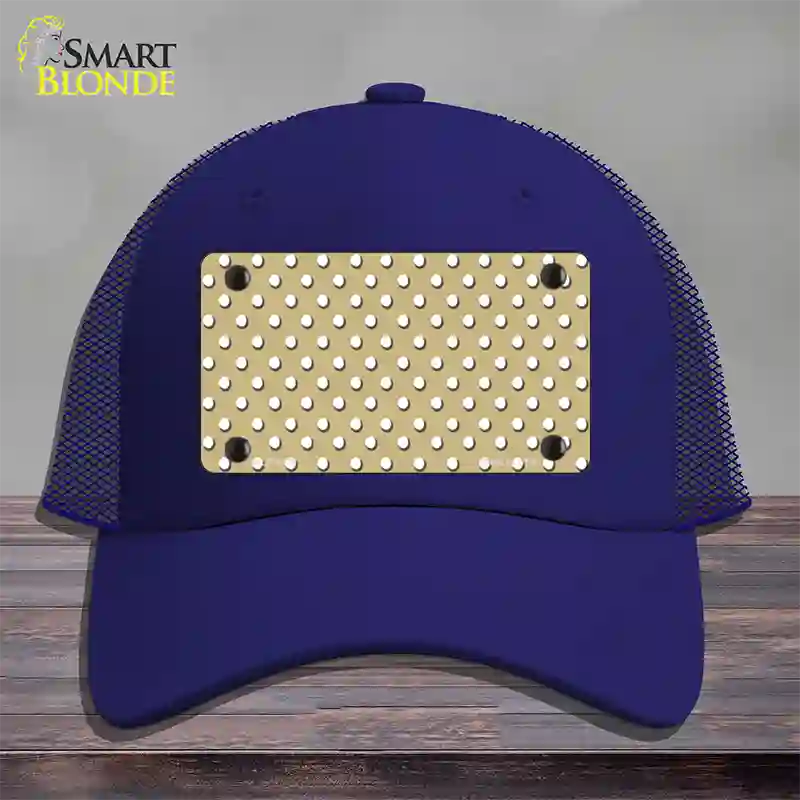 Gold Polka Dot Novelty License Plate Hat Mesh / Royal Blue
