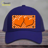Orange White Polka Dot Center Hearts Novelty License Plate Hat Mesh / Royal Blue