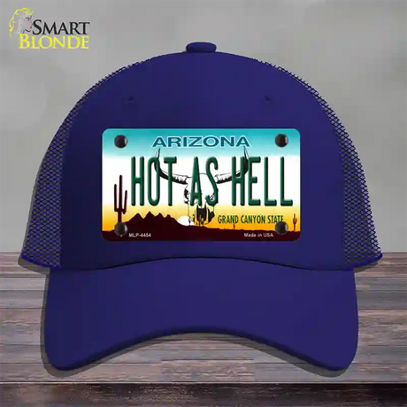 Hot As Hell Arizona Novelty License Plate Hat Mesh / Royal Blue