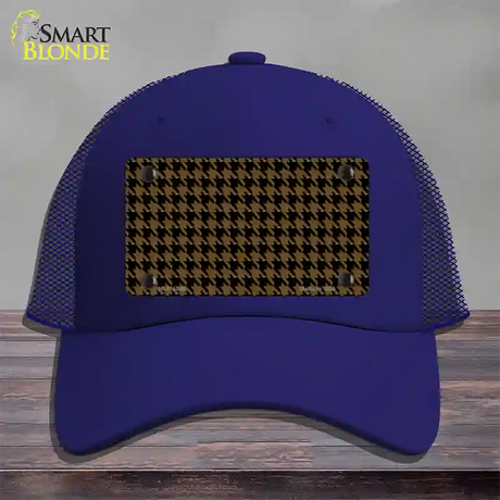 Brown Black Houndstooth Novelty License Plate Hat Mesh / Royal Blue