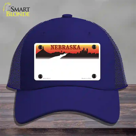 Nebraska Amber State Blank Novelty License Plate Hat Mesh / Royal Blue