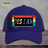 Yes I Am Novelty License Plate Hat Mesh Royal Blue