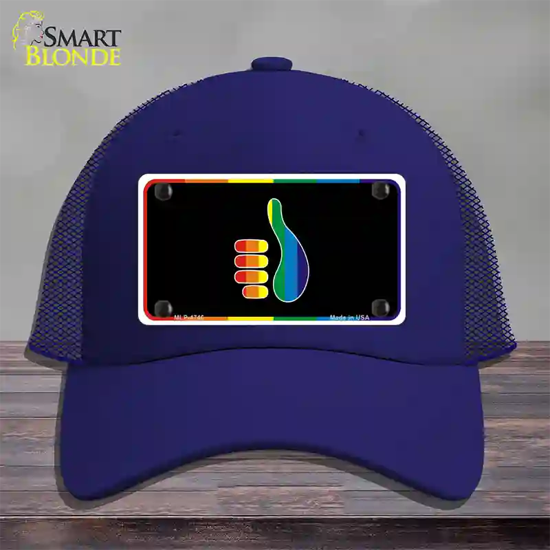 Thumbs Up Novelty License Plate Hat Mesh Royal Blue