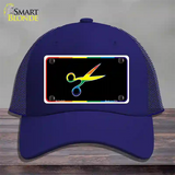 Scissors Novelty License Plate Hat Mesh Royal Blue