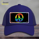 Peace Sign Novelty License Plate Hat Mesh Royal Blue