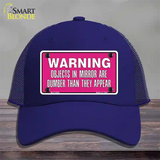 Objects In Mirror Pink Novelty License Plate Hat Mesh / Royal Blue