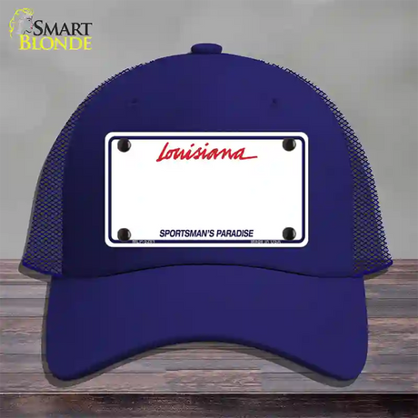 Louisiana Sportsman Blank Plate Novelty License Plate Hat Mesh / Royal Blue