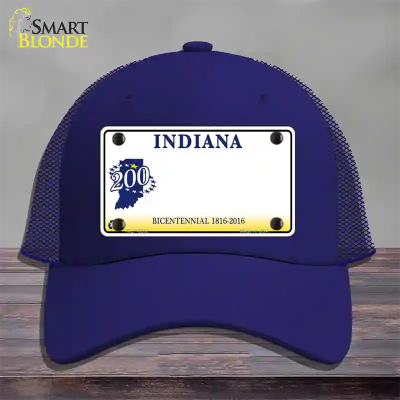 Indiana State Bicentennial Novelty License Plate Hat Mesh / Royal Blue
