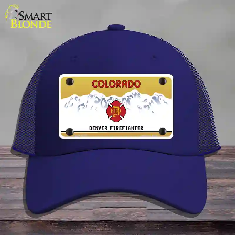 Denver Fire Fighter Novelty License Plate Hat Mesh / Royal Blue