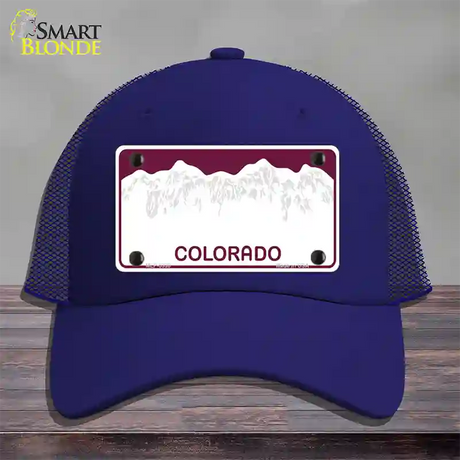 Colorado State Blank Novelty License Plate Hat Mesh / Royal Blue