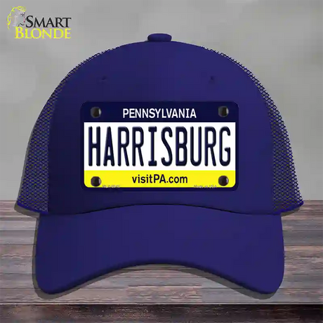 Harrisburg Pennsylvania State Novelty License Plate Hat Mesh / Royal Blue