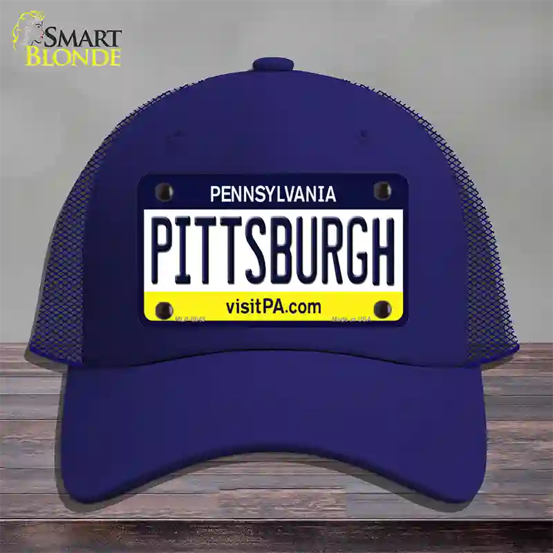 Pittsburgh Pennsylvania State Novelty License Plate Hat Mesh / Royal Blue