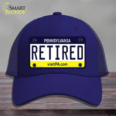 Retired Pennsylvania State Novelty License Plate Hat Mesh / Royal Blue