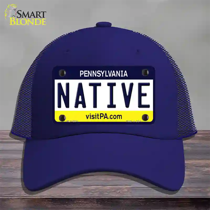 Native Pennsylvania State Novelty License Plate Hat Mesh / Royal Blue