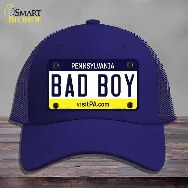 Bad Boy Pennsylvania State Novelty License Plate Hat Mesh / Royal Blue