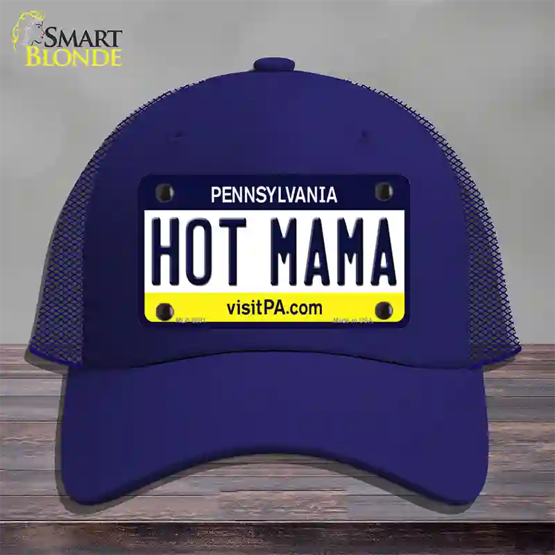 Hot Mama Pennsylvania State Novelty License Plate Hat Mesh / Royal Blue