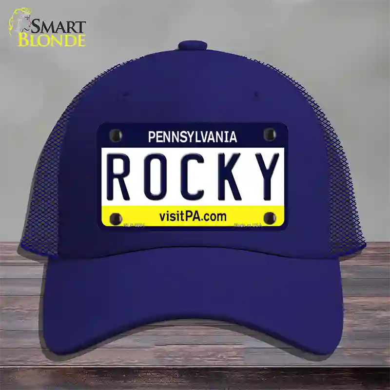 Rocky Pennsylvania State Novelty License Plate Hat Mesh / Royal Blue