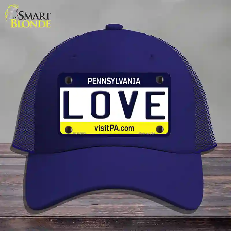 Love Pennsylvania State Novelty License Plate Hat Mesh / Royal Blue