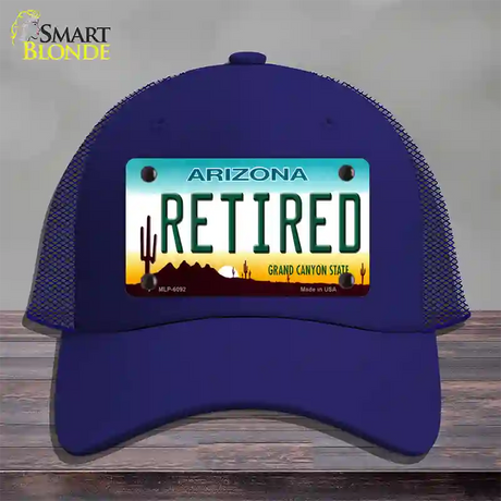 Arizona Retired Novelty License Plate Hat Mesh / Royal Blue