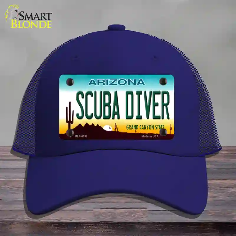 Arizona Scuba Diver Novelty License Plate Hat Mesh / Royal Blue