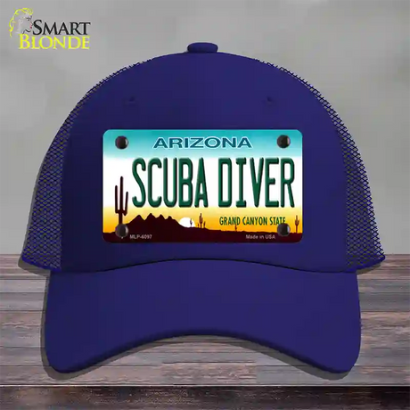 Arizona Scuba Diver Novelty License Plate Hat Mesh / Royal Blue