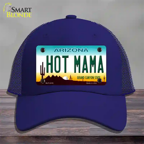 Arizona Hot Mama Novelty License Plate Hat Mesh / Royal Blue
