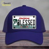 Blessed Louisiana Novelty License Plate Hat Mesh / Royal Blue