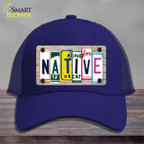 Native License Plate Art Wood Novelty License Plate Hat Mesh / Royal Blue