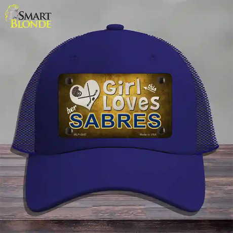 This Girl Loves Her Sabres Novelty License Plate Hat Mesh / Royal Blue