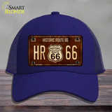 Historic Route 66 Vintage Novelty License Plate Hat Mesh Royal Blue