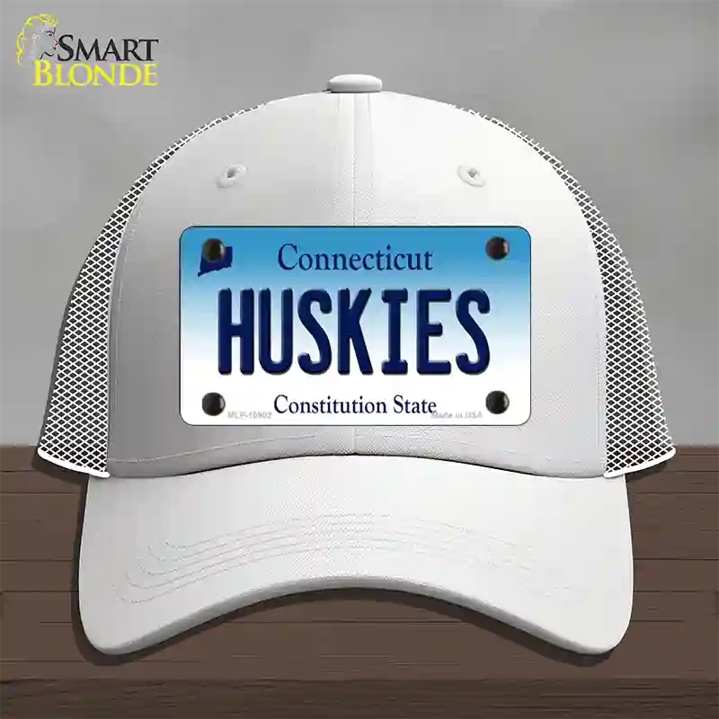 Huskies Connecticut Novelty License Plate Hat Mesh / White