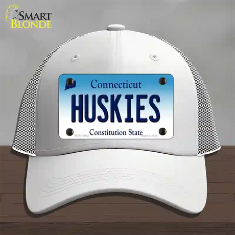 Huskies Connecticut Novelty License Plate Hat Mesh / White