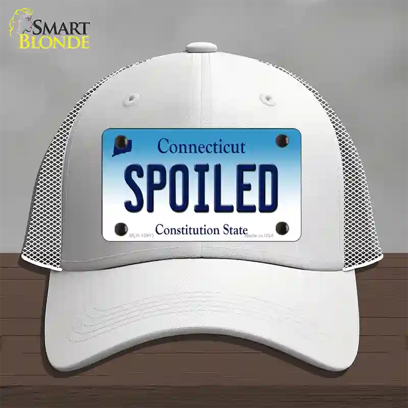 Spoiled Connecticut Novelty License Plate Hat Mesh / White