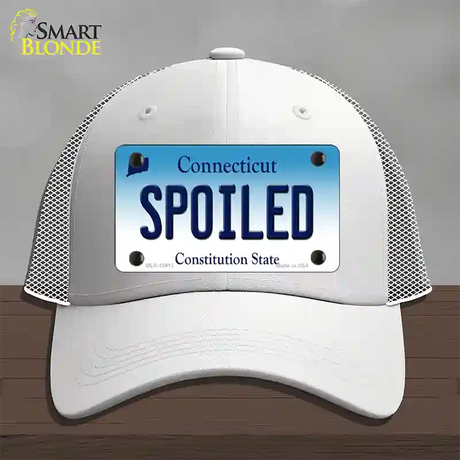 Spoiled Connecticut Novelty License Plate Hat Mesh / White