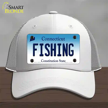 Fishing Connecticut Novelty License Plate Hat Mesh / White
