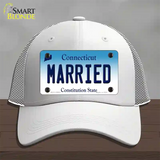 Married Connecticut Novelty License Plate Hat Mesh / White
