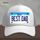 Best Dad Iowa Novelty License Plate Hat Mesh / White