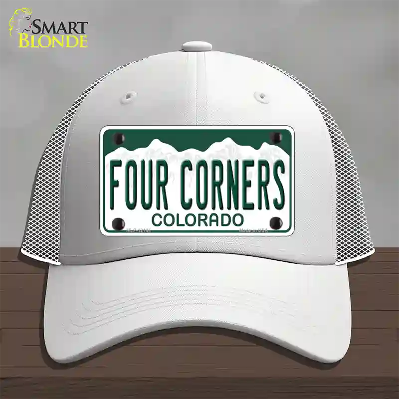 Four Corners Colorado Novelty License Plate Hat Mesh White