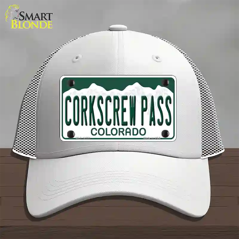 Corkscrew Pass Colorado Novelty License Plate Hat Mesh White
