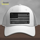 American Flag Black and Gray Novelty License Plate Hat Mesh White