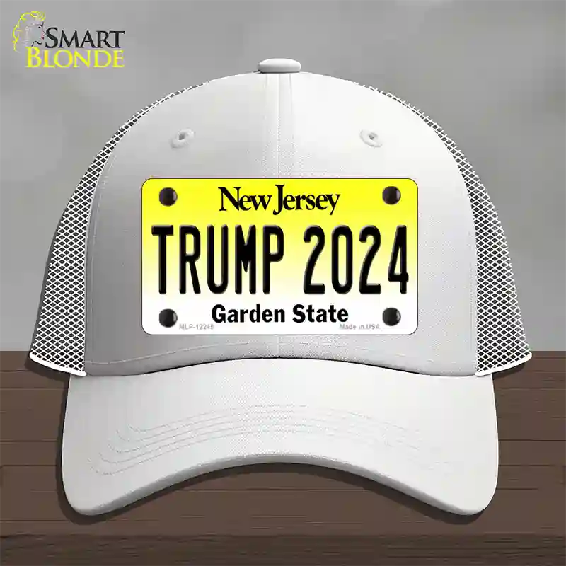 Trump 2024 New Jersey Novelty License Plate Hat Mesh / White