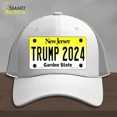 Trump 2024 New Jersey Novelty License Plate Hat Mesh / White