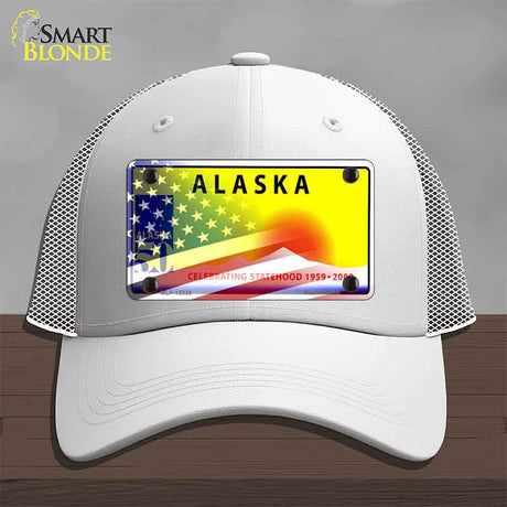 Alaska with American Flag Novelty License Plate Hat HAT-MLP-12330