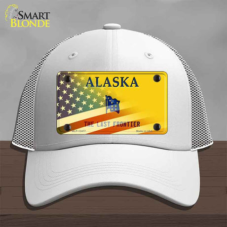 Alaska with American Flag Novelty License Plate Hat HAT-MLP-12477