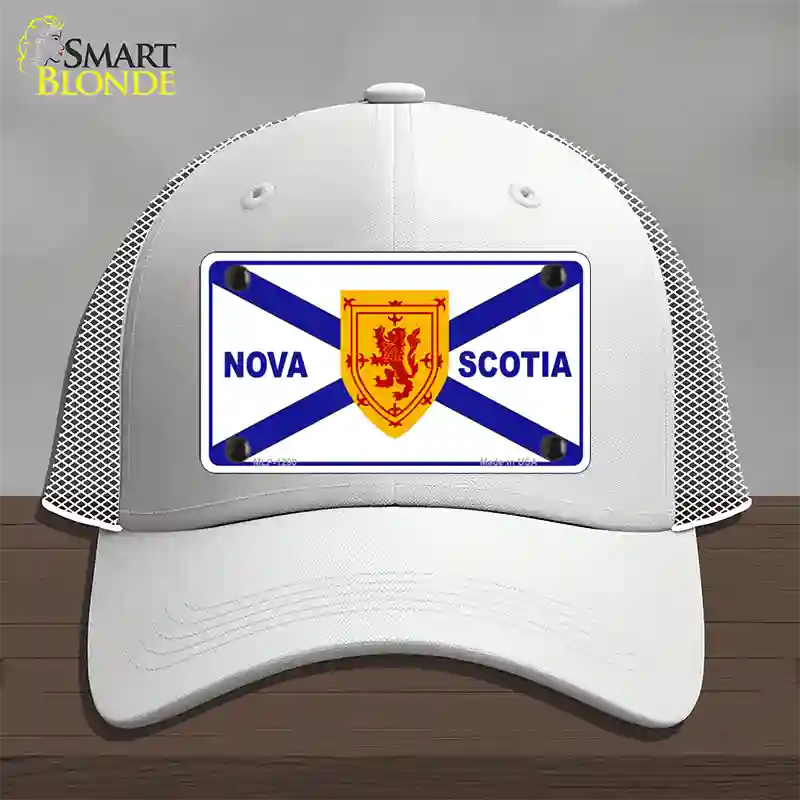 Nova Scotia Flag Novelty License Plate Hat Mesh / White