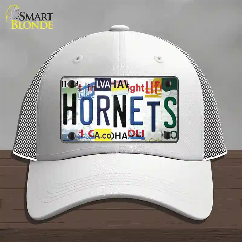 Hornets Strip Art Novelty License Plate Hat Tag Mesh White