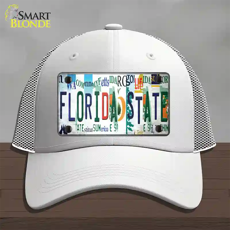 Florida State Strip Art Novelty License Plate Hat Tag Mesh White
