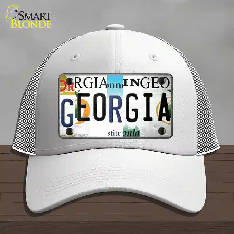 Georgia Strip Art Novelty License Plate Hat Tag Mesh White