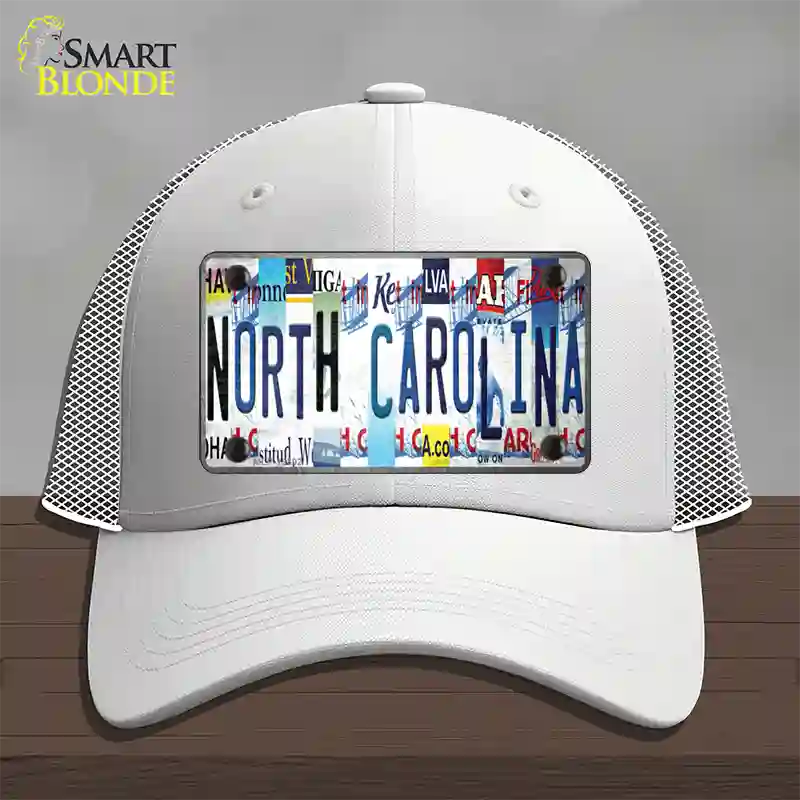 North Carolina Strip Art Novelty License Plate Hat Tag Mesh White