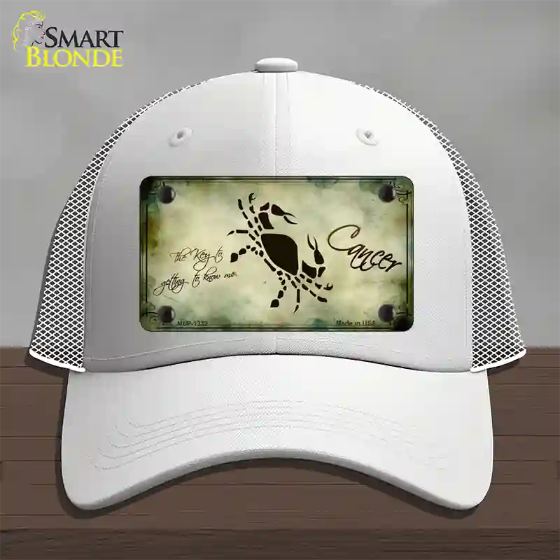 Cancer Zodiac Novelty License Plate Hat Mesh / White